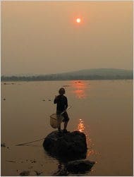 Buddha crossing the river